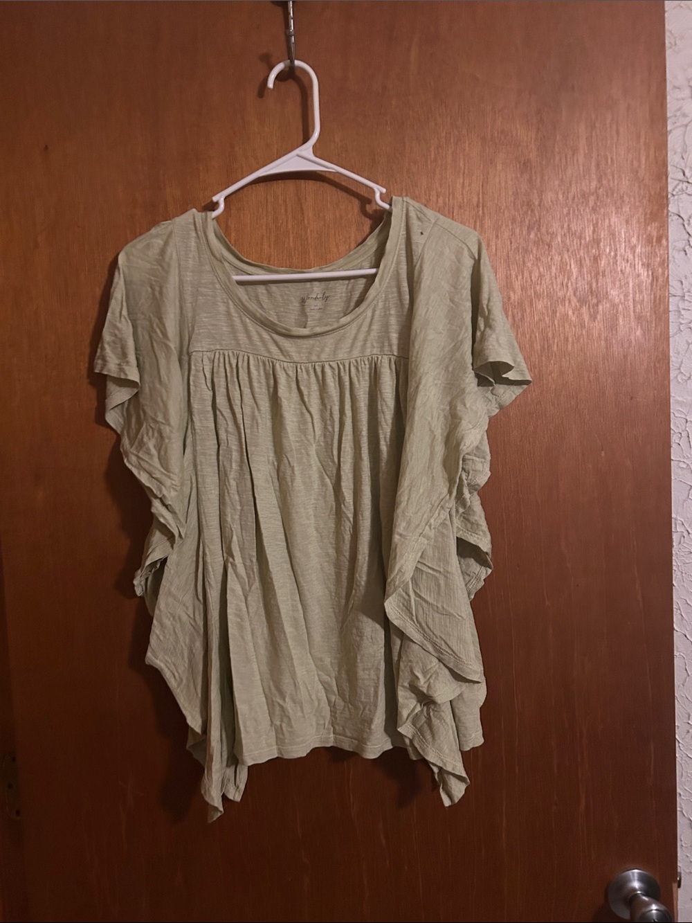 Light Sage Ruffle Sleeve Tunic Top
